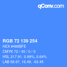 Color code: RGB 72 139 254 | qconv.com