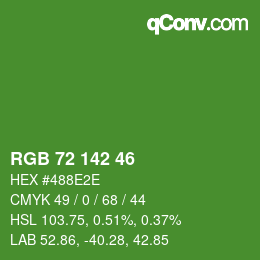 Color code: RGB 72 142 46 | qconv.com