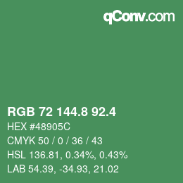 カラーコード: RGB 72 144.8 92.4 | qconv.com