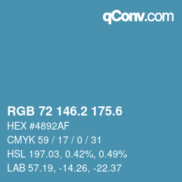 カラーコード: RGB 72 146.2 175.6 | qconv.com