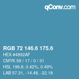 カラーコード: RGB 72 146.6 175.6 | qconv.com