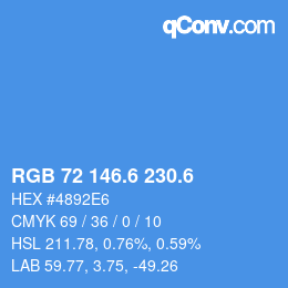 カラーコード: RGB 72 146.6 230.6 | qconv.com