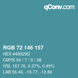 Farbcode: RGB 72 146 157 | qconv.com