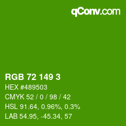 Color code: RGB 72 149 3 | qconv.com