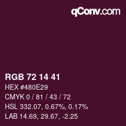 Color code: RGB 72 14 41 | qconv.com
