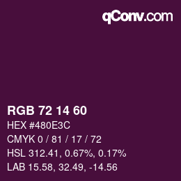 Color code: RGB 72 14 60 | qconv.com