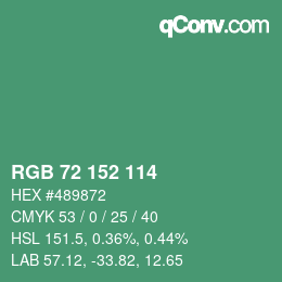 カラーコード: RGB 72 152 114 | qconv.com