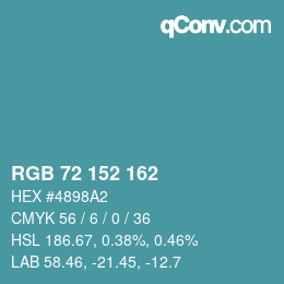 Color code: RGB 72 152 162 | qconv.com