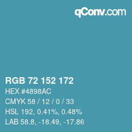 カラーコード: RGB 72 152 172 | qconv.com