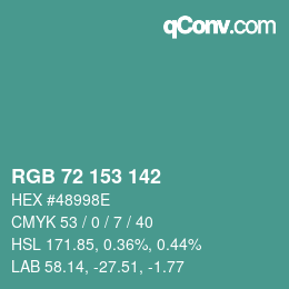 Code couleur: RGB 72 153 142 | qconv.com