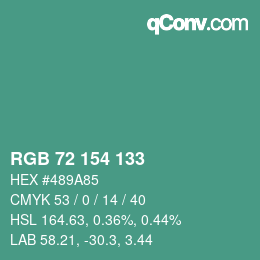 Color code: RGB 72 154 133 | qconv.com