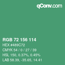 Color code: RGB 72 156 114 | qconv.com