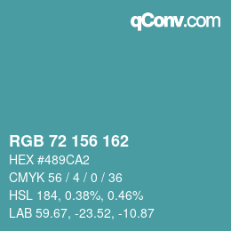 カラーコード: RGB 72 156 162 | qconv.com