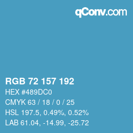 颜色代码: RGB 72 157 192 | qconv.com