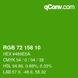 カラーコード: RGB 72 158 10 | qconv.com