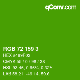 カラーコード: RGB 72 159 3 | qconv.com