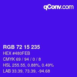 カラーコード: RGB 72 15 235 | qconv.com