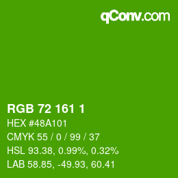 カラーコード: RGB 72 161 1 | qconv.com