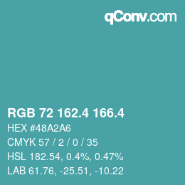 カラーコード: RGB 72 162.4 166.4 | qconv.com