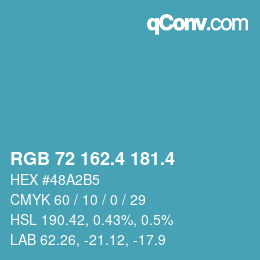 カラーコード: RGB 72 162.4 181.4 | qconv.com