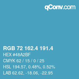 カラーコード: RGB 72 162.4 191.4 | qconv.com