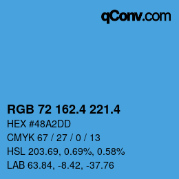 カラーコード: RGB 72 162.4 221.4 | qconv.com