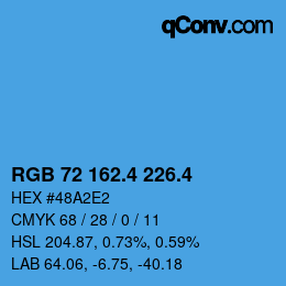 カラーコード: RGB 72 162.4 226.4 | qconv.com