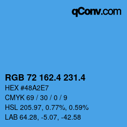 カラーコード: RGB 72 162.4 231.4 | qconv.com