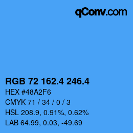 カラーコード: RGB 72 162.4 246.4 | qconv.com