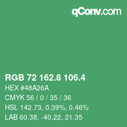 カラーコード: RGB 72 162.8 106.4 | qconv.com