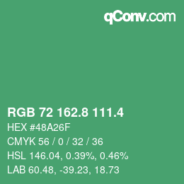 カラーコード: RGB 72 162.8 111.4 | qconv.com