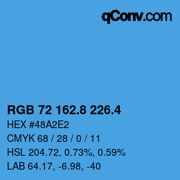 カラーコード: RGB 72 162.8 226.4 | qconv.com