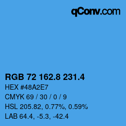 カラーコード: RGB 72 162.8 231.4 | qconv.com