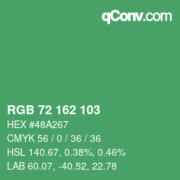 カラーコード: RGB 72 162 103 | qconv.com