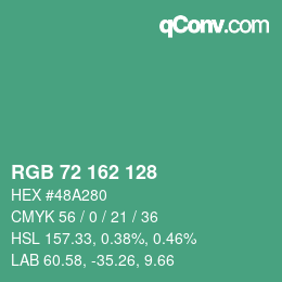 Color code: RGB 72 162 128 | qconv.com