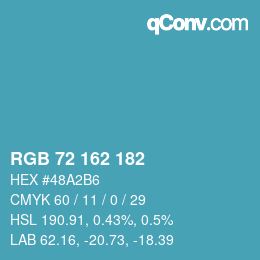 カラーコード: RGB 72 162 182 | qconv.com