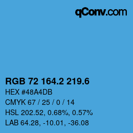 カラーコード: RGB 72 164.2 219.6 | qconv.com