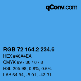カラーコード: RGB 72 164.2 234.6 | qconv.com