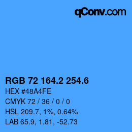 カラーコード: RGB 72 164.2 254.6 | qconv.com