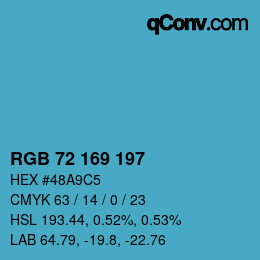 Color code: RGB 72 169 197 | qconv.com