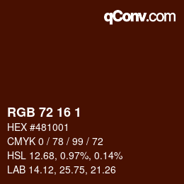 Farbcode: RGB 72 16 1 | qconv.com