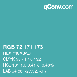 Farbcode: RGB 72 171 173 | qconv.com