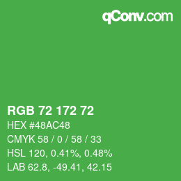 Color code: RGB 72 172 72 | qconv.com