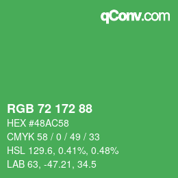 カラーコード: RGB 72 172 88 | qconv.com
