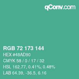 Farbcode: RGB 72 173 144 | qconv.com
