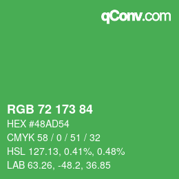 Farbcode: RGB 72 173 84 | qconv.com