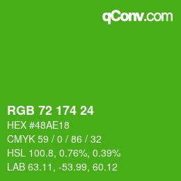 Color code: RGB 72 174 24 | qconv.com