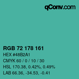 颜色代码: RGB 72 178 161 | qconv.com