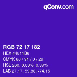 Color code: RGB 72 17 182 | qconv.com