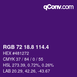 カラーコード: RGB 72 18.8 114.4 | qconv.com